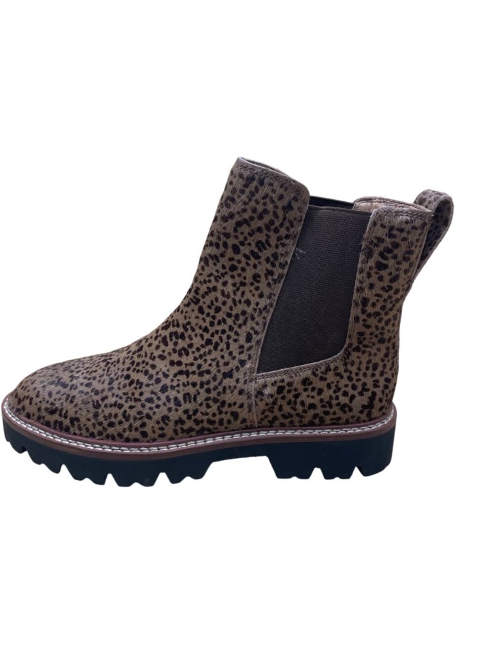 Madewell Women's Brown Calf Hair Chelsea Boots Animal Print Leather Size 8.5 - Picture 4 of 9